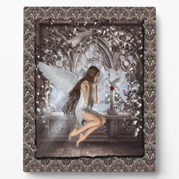 Angel And Her Dove Plaque by Fantasy_Gifts at Zazzle