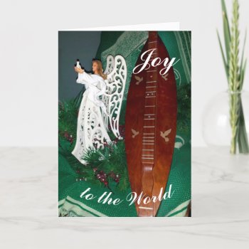 Angel And Mountain Dulcimer Christmas Greeting Card by lmountz1935 at Zazzle