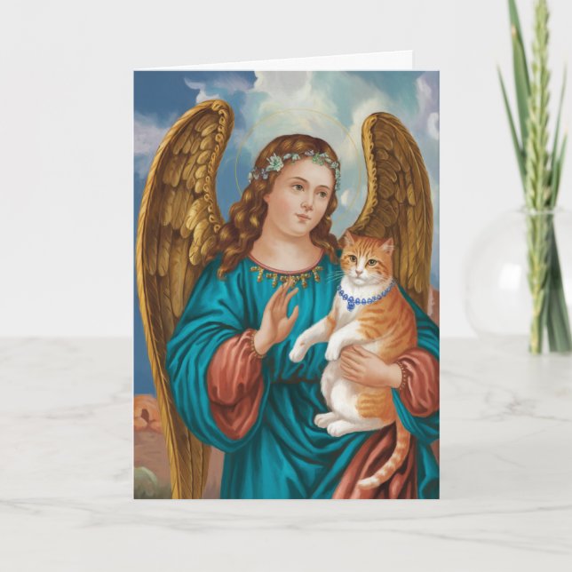 Angel and Orange Tabby Sympathy Card (Front)