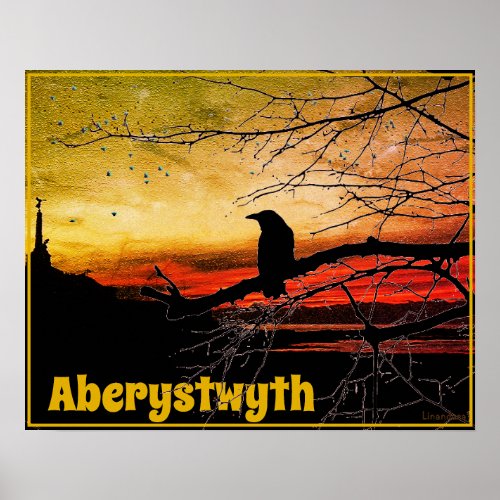 Angel and Raven of Aberystwyth on sunset Poster