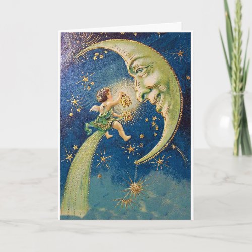 Angel and The Moon Holiday Greeting Card