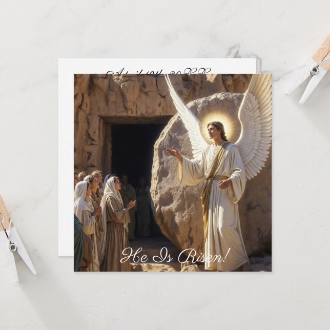  Angel Announce The Resurrection   Greetings Card (Front/Back In Situ)