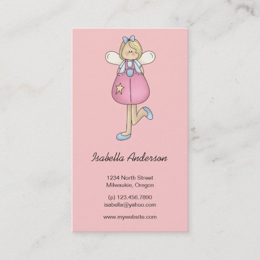 Customizable Angel Antics · Angel · Pink Business Card Templates