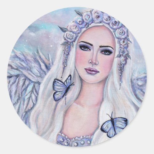Angel art A new Beginning by Renee Lavoie Classic Round Sticker