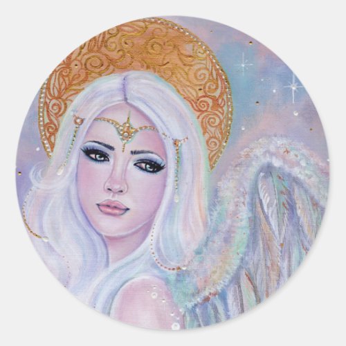 Angel art Evangelina by Renee Lavoie  Classic Round Sticker
