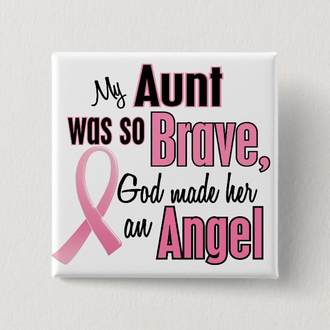 Angel AUNT Breast Cancer T-Shirts & Apparel Button (Front)