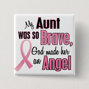 Angel AUNT Breast Cancer T-Shirts & Apparel Button