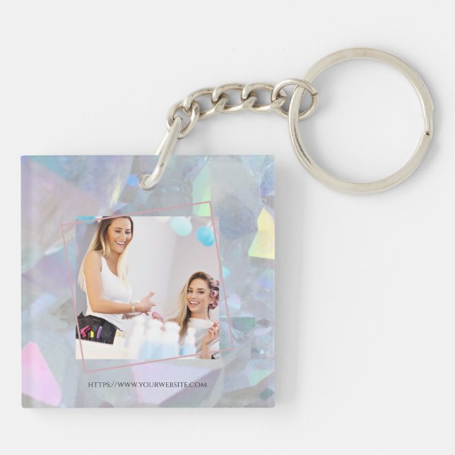 Angel Aura Quartz | Modern Business Photo Keychain (Back)
