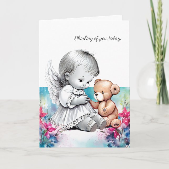 Angel baby and Bear  Thank You Card (Front)