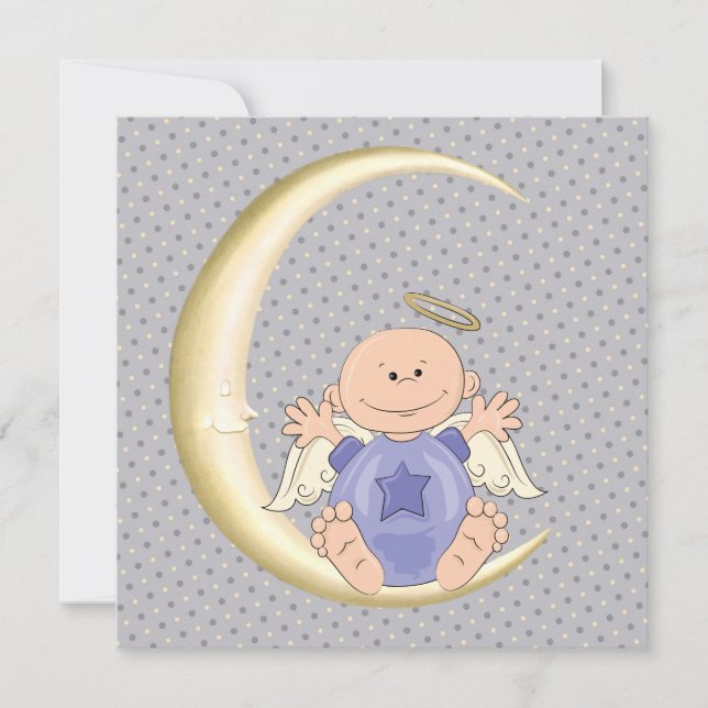 Angel Baby Boy Shower Invitation (Front)