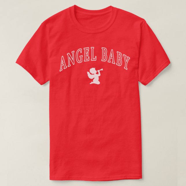 Angel Baby Cherub Horn Letters Graphic T-Shirt (Design Front)