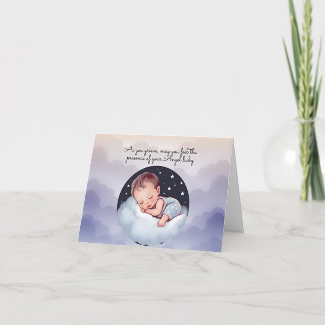 Angel Baby Loss of Child Sympathy Folded Note Card (Front)