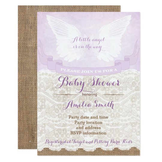 Angel Baby Shower Invitations Lilac Invitation Zazzle