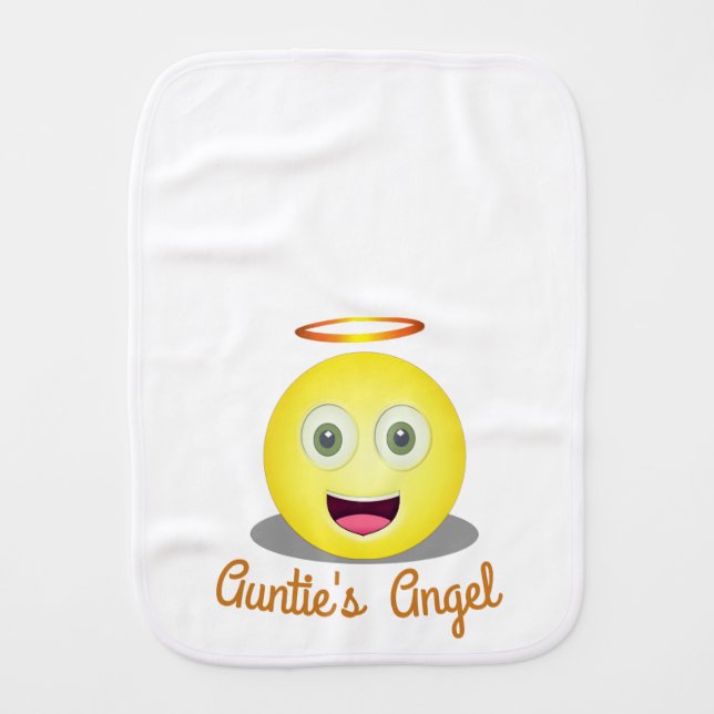 Angel Baby Smiling Emoji Customizable Text Burp Cloth (Front)