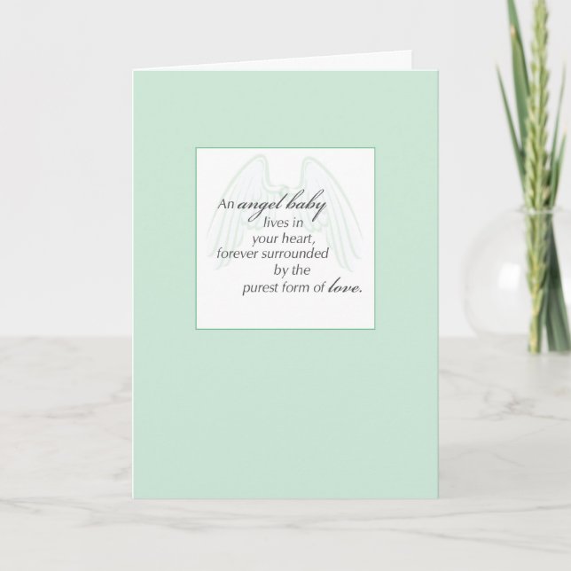 Angel Baby Wings Green, Sympathy Card (Front)