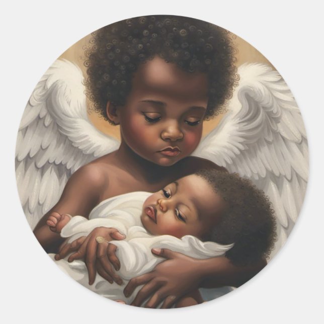 Angel babys classic round sticker (Front)