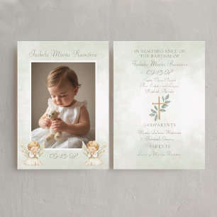 Angel baptism praying child remembrance card