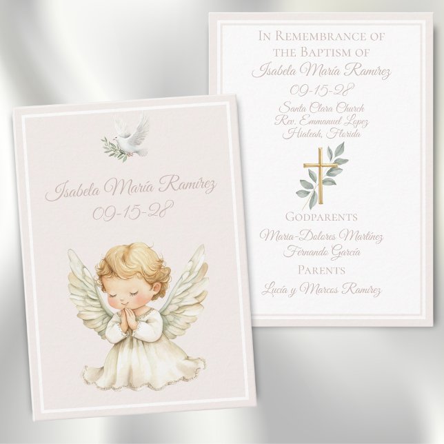 Angel baptism praying child remembrance card (Creator Uploaded)