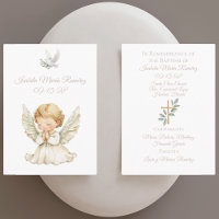 Angel baptism praying child remembrance card