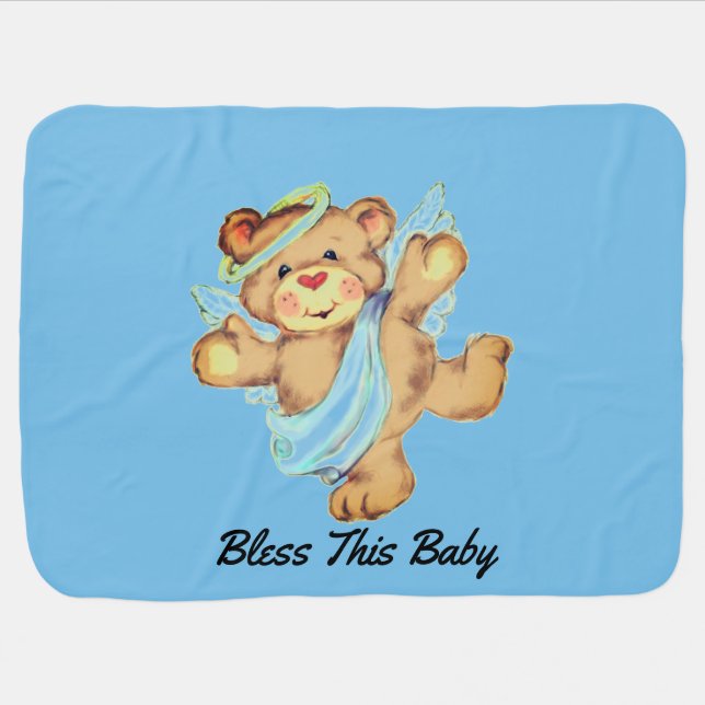 Angel Bear Receiving Blanket (Horizontal)