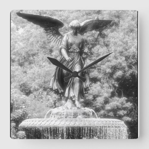 Angel Bethesda Fountain Central Park NYC Square Wall Clock