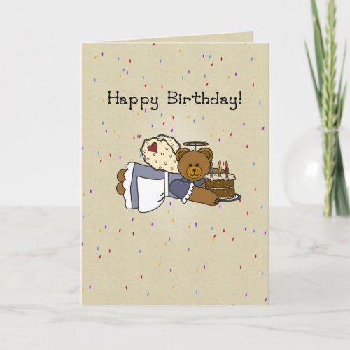 Angel Birthday Bear Cake Card