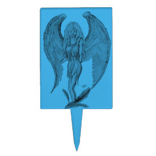 Angel black and blue design cake topper