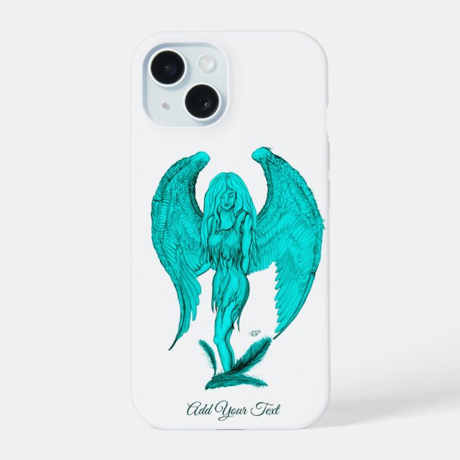 Angel , Black and Green design iPhone 15 Case (Back)
