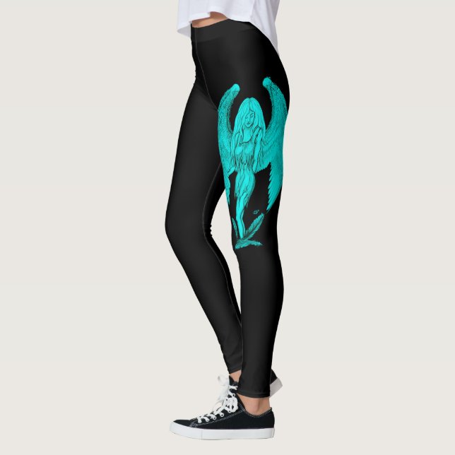 Angel , Black and Green design Leggings (Left)