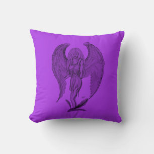 Angel - black and purple design throw pillow