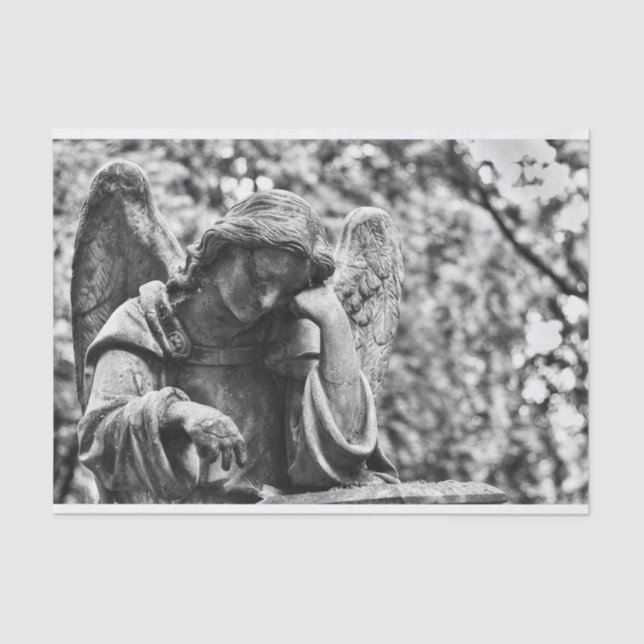 Angel black and white cemetery tissue paper (Front)