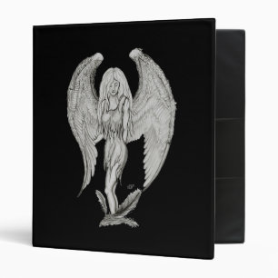 Angel black and white design 3 ring binder