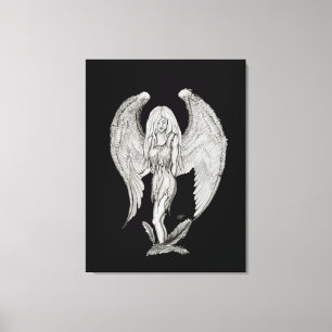 Angel - Black and white Design Canvas Print
