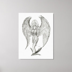 Angel - Black and white Design Canvas Print