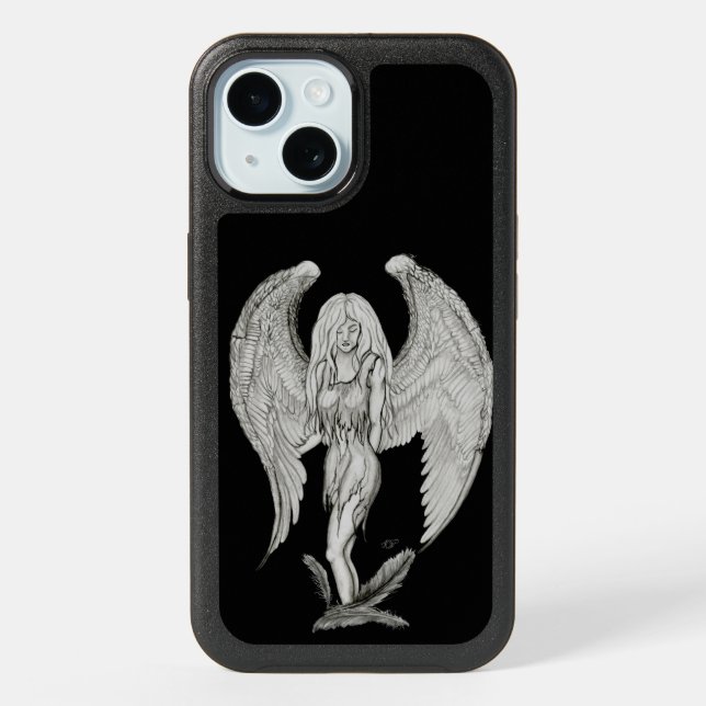 Angel - Black and White Design iPhone 15 Case (Back)