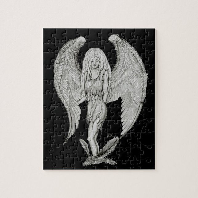 Angel black and white design jigsaw puzzle (Vertical)