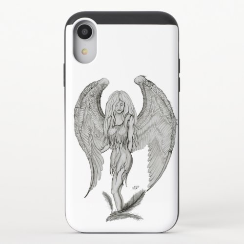 Angel _ Black and White Design iPhone XR Slider Case
