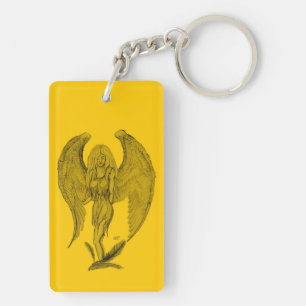 Angel - Black and yellow Design Keychain