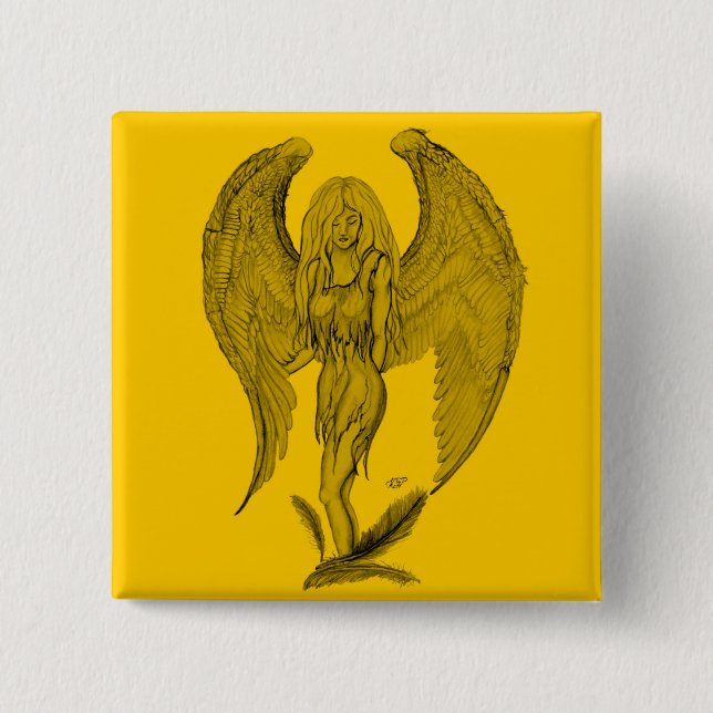 Angel Black and yellow design Pinback Button (Front)