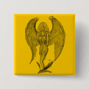 Angel Black and yellow design Pinback Button