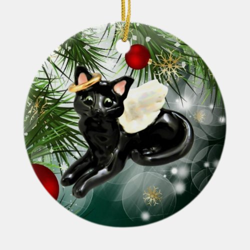 Angel Black Cat Ornament
