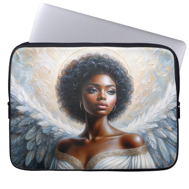 Angel Black Woman With Halo Laptop Sleeve (Front)