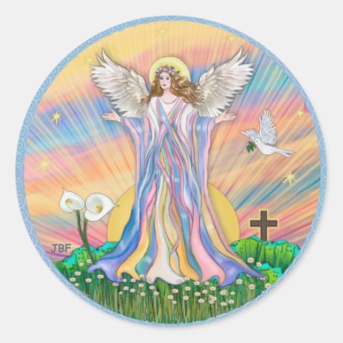 Angel Blessing Classic Round Sticker