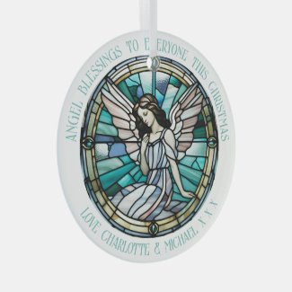 Angel Blessing Teal And Aqua Stained 
