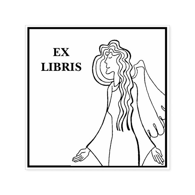 Angel blessings bookplate self-inking stamp (Design)