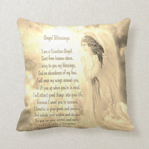 Angel Blessings Gold Throw Pillow