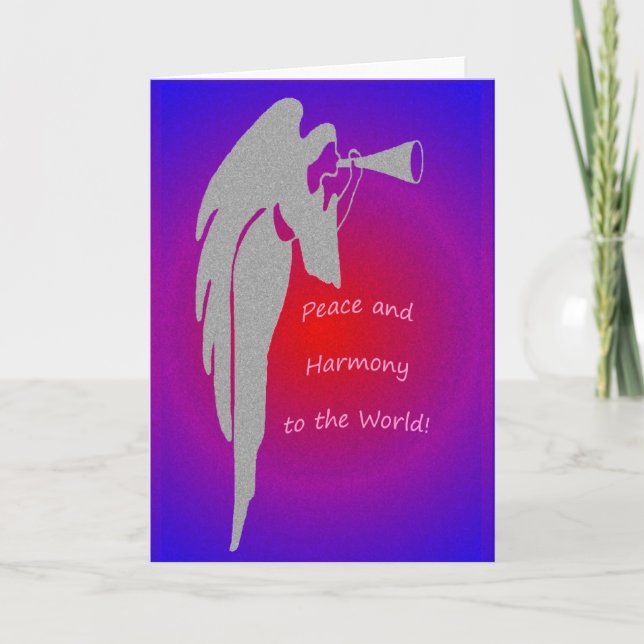 Angel Blowing Horn Blank Greeting Card (Front)