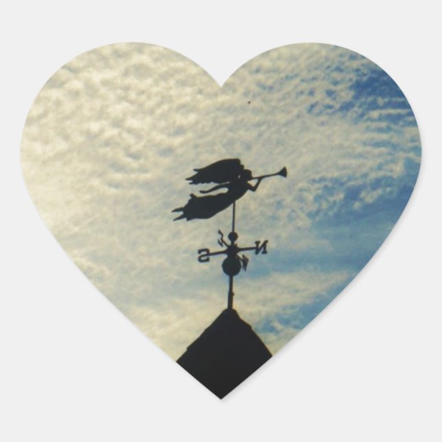 Angel BLOWING HORN WEATHER VANE Heart Sticker (Front)