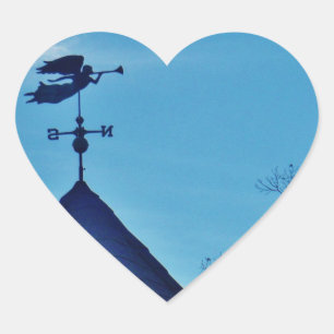 Angel BLOWING HORN WEATHER VANE Heart Sticker