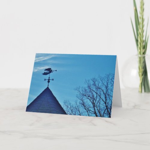 Angel BLOWING HORN WEATHER VANE Holiday Card